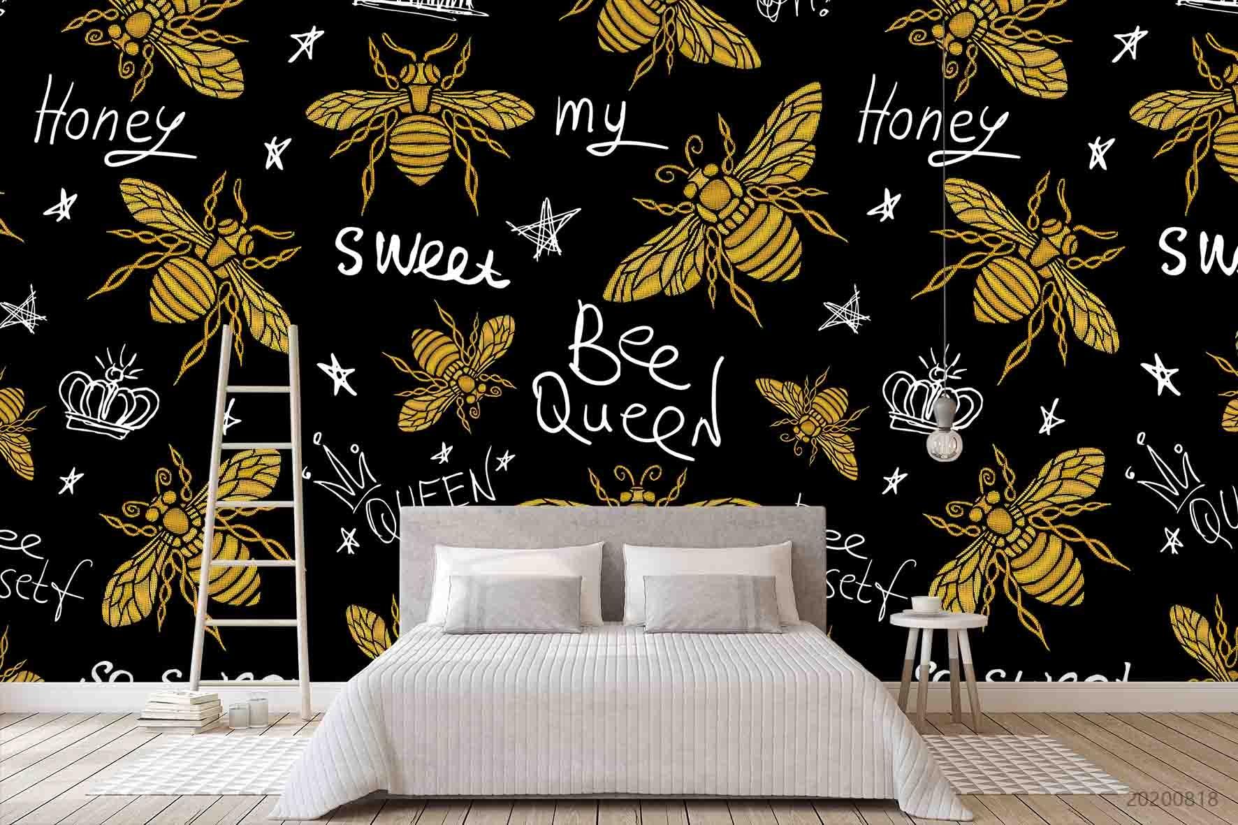 3D Vintage Bee Queen Pattern Wall Mural Wallpaper LXL 1156- Jess Art Decoration