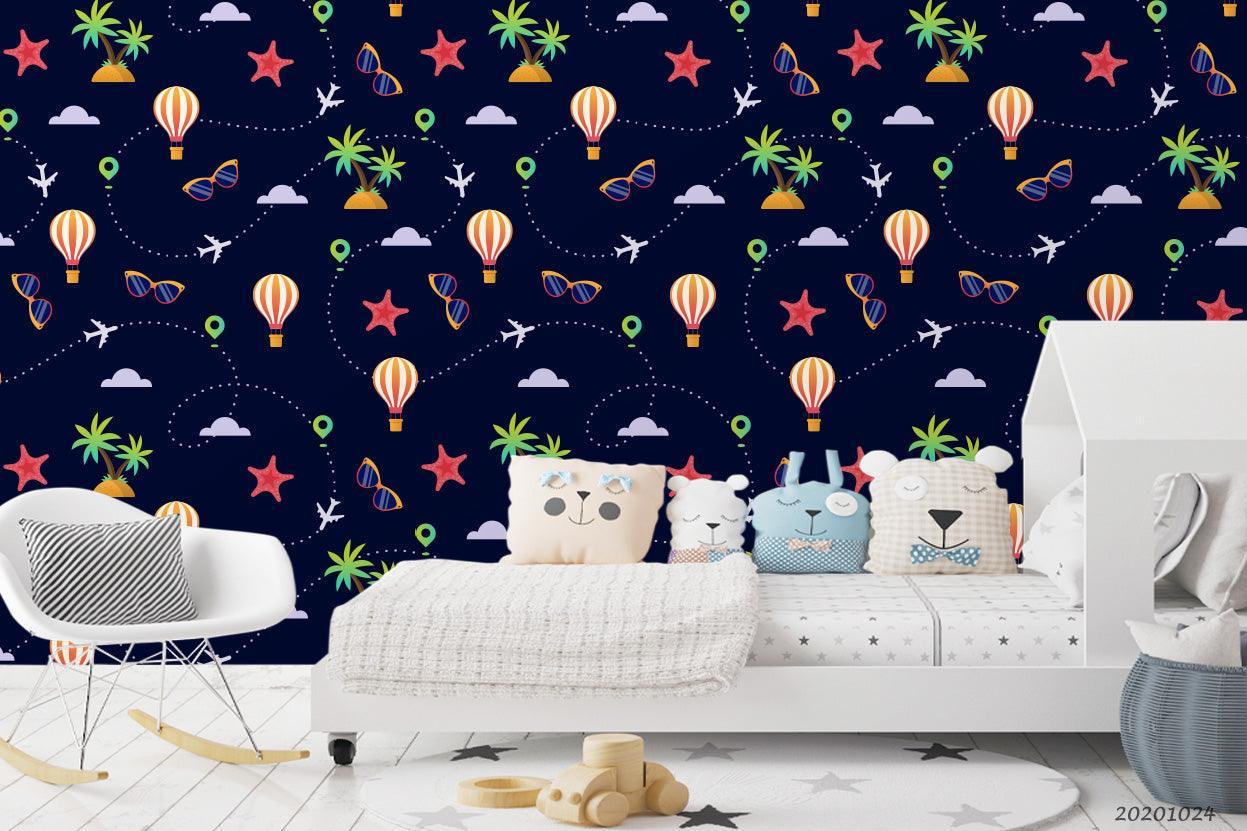 3D Plane Hot Air Balloon Wall Mural Wallpaper WJ 6828- Jess Art Decoration