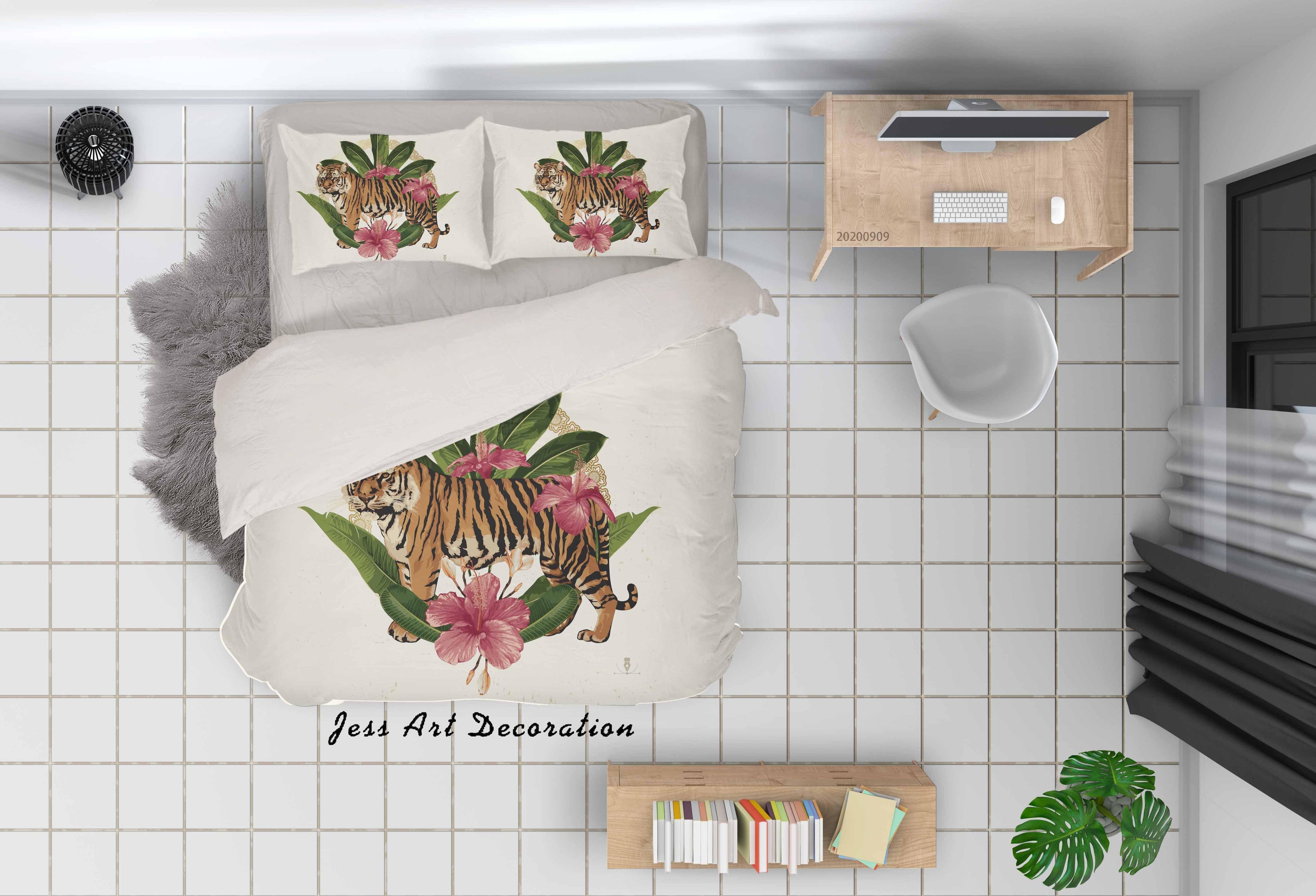 3D Tropical Foliage Tiger Quilt Cover Set Bedding Set Duvet Cover Pillowcases WJ 6107- Jess Art Decoration