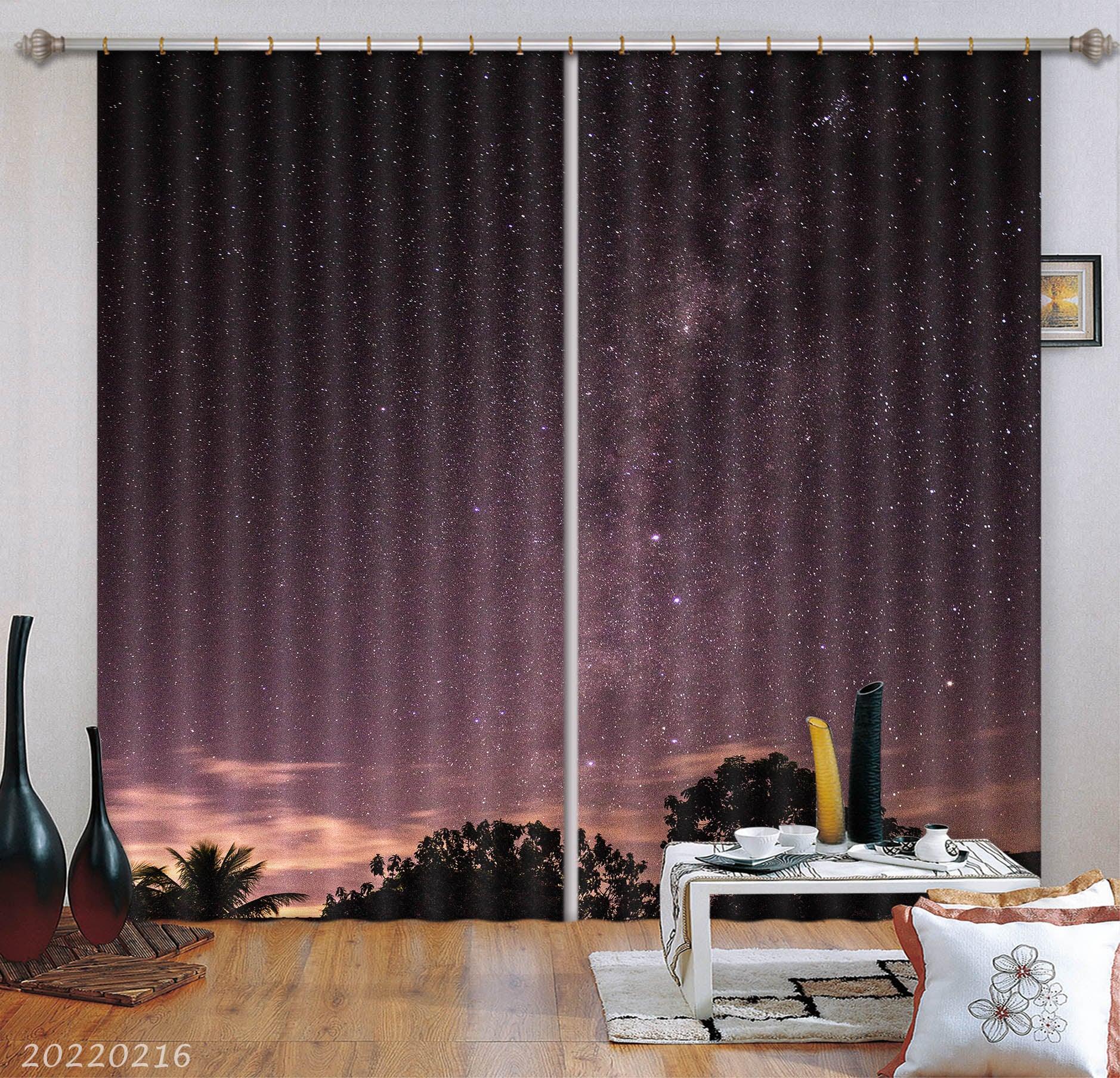 3D Tree Milky Way Star Night Curtains and Drapes GD 2127- Jess Art Decoration