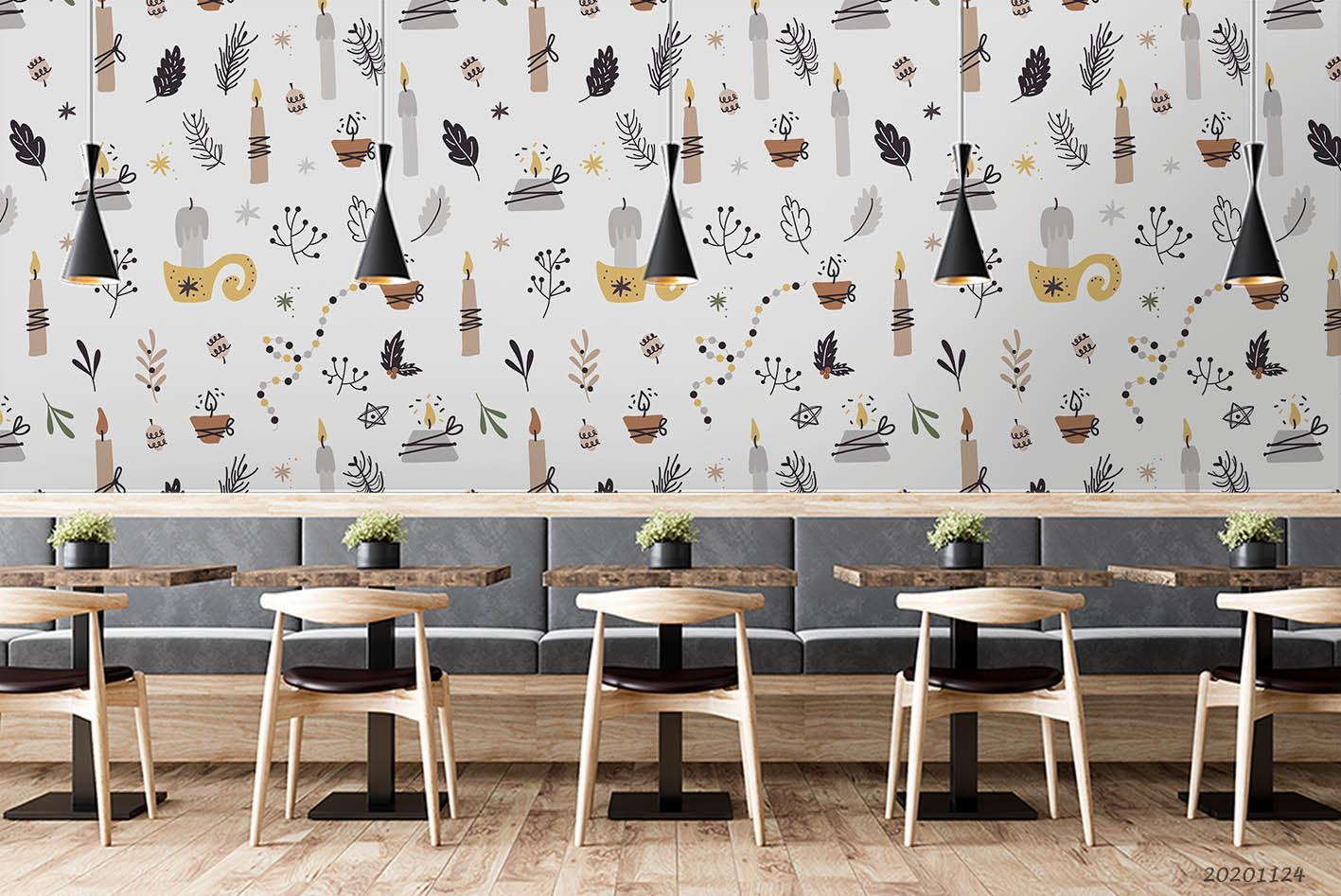 3D Hand Drawn Leaf Floral Wall Mural Wallpaper LQH 108- Jess Art Decoration