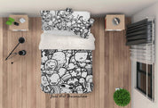 3D Graffiti Black White Figure Quilt Cover Set Bedding Set Duvet Cover Pillowcases LXL- Jess Art Decoration
