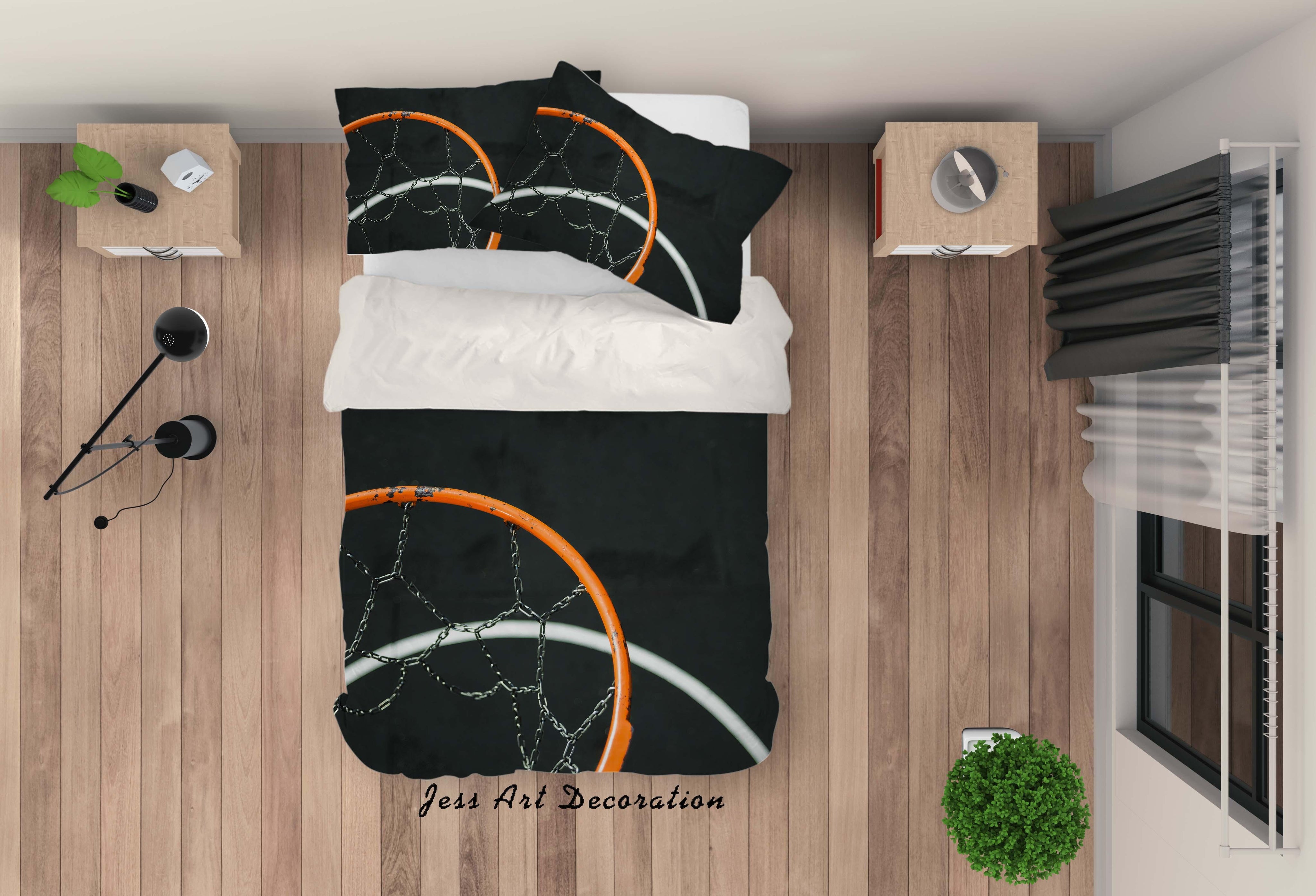 3D Black Basketball Hoop Quilt Cover Set Bedding Set Pillowcases 86- Jess Art Decoration