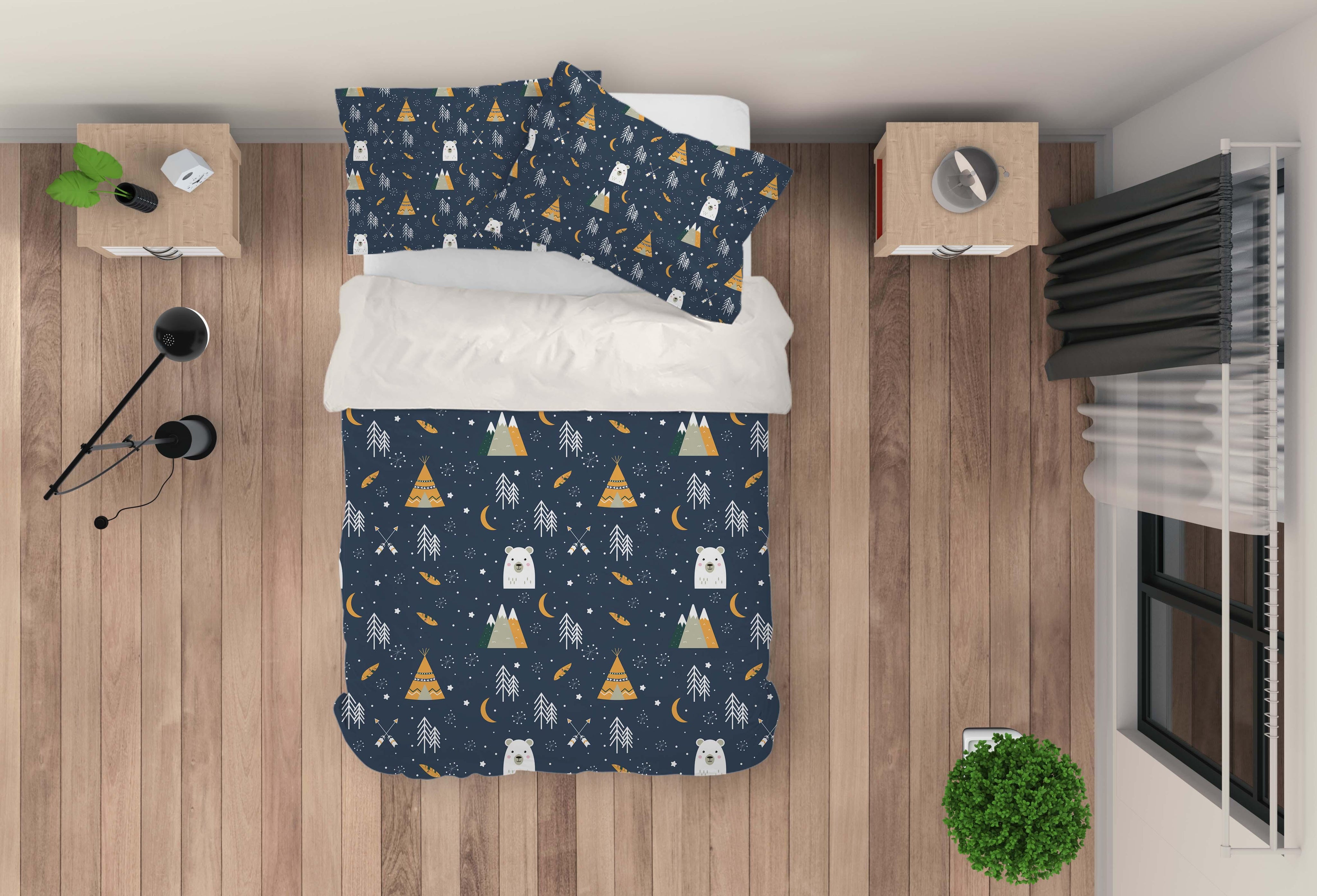 3D Cartoon Pine Bear Quilt Cover Set Bedding Set Pillowcases 83- Jess Art Decoration