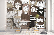 3D Brown Crowd Wall Mural Wallpaper 72- Jess Art Decoration