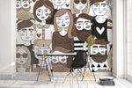 3D Brown Crowd Wall Mural Wallpaper 72- Jess Art Decoration