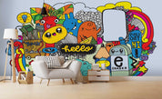 3D Cartoon Graffiti Pencil Books Wall Mural Wallpaper SF21- Jess Art Decoration