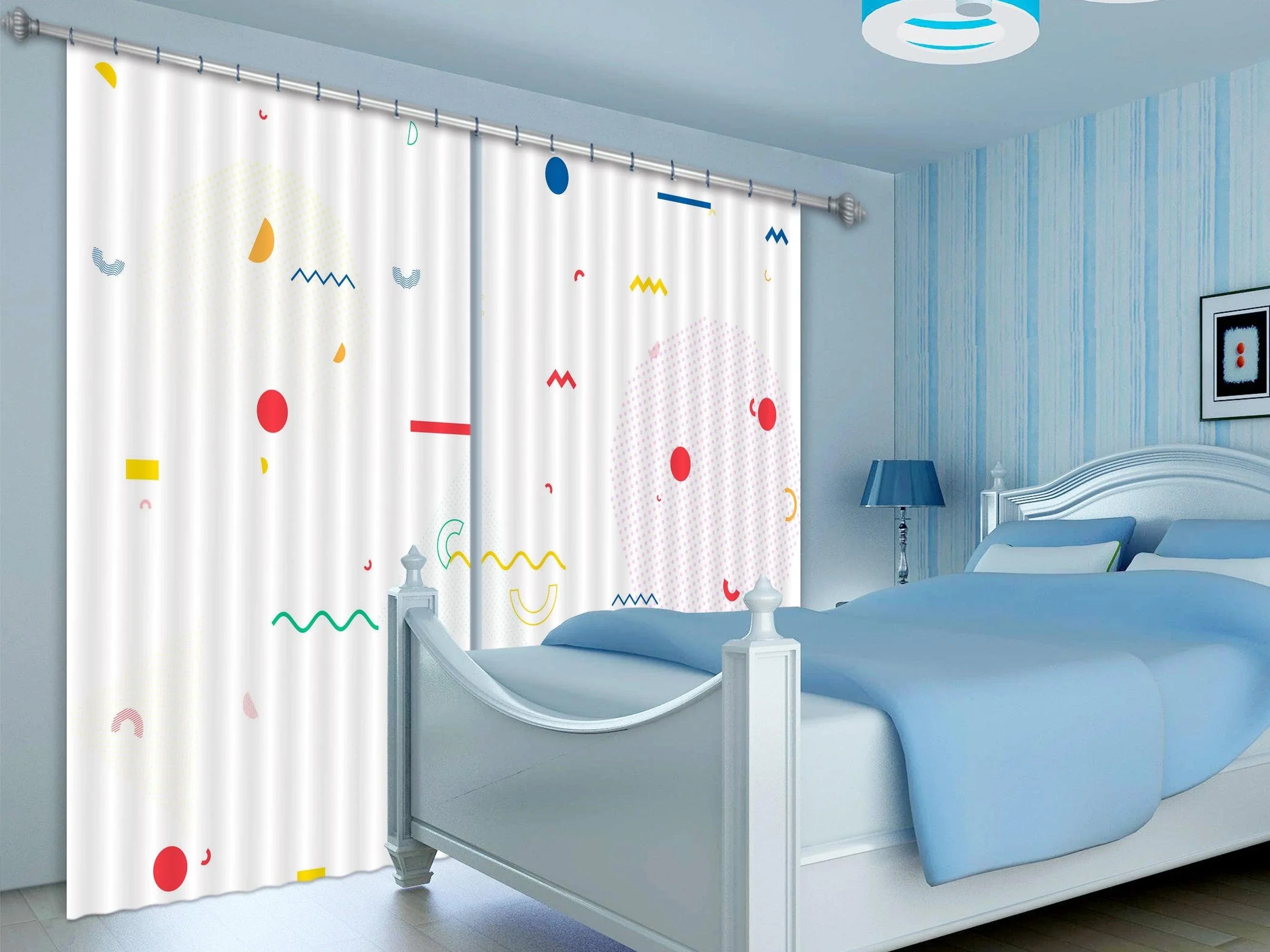 3D Color Geometric Symbols Curtains and Drapes LQH A657- Jess Art Decoration