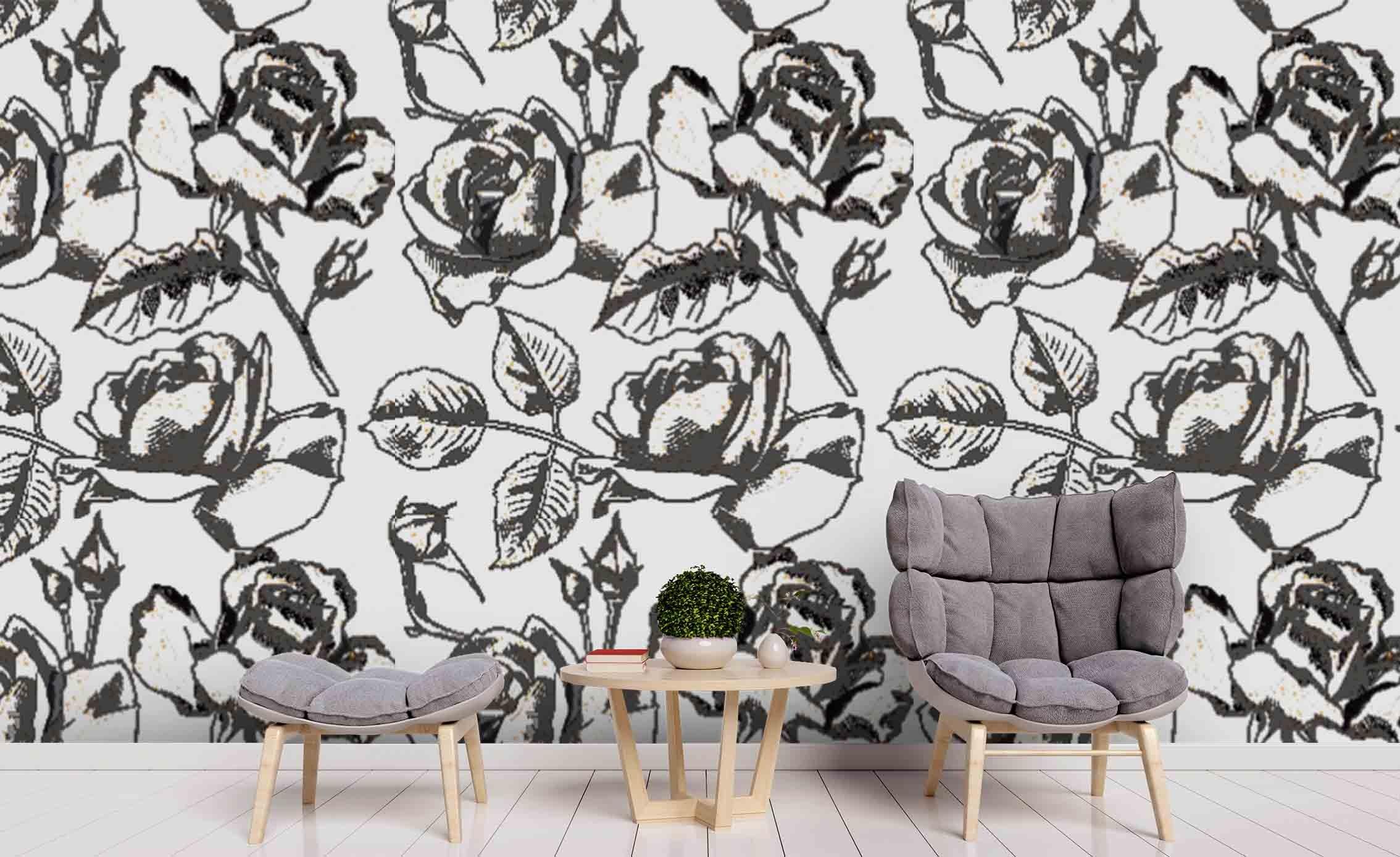 3D Black Floral Pattern Wall Mural Wallpaper 60- Jess Art Decoration