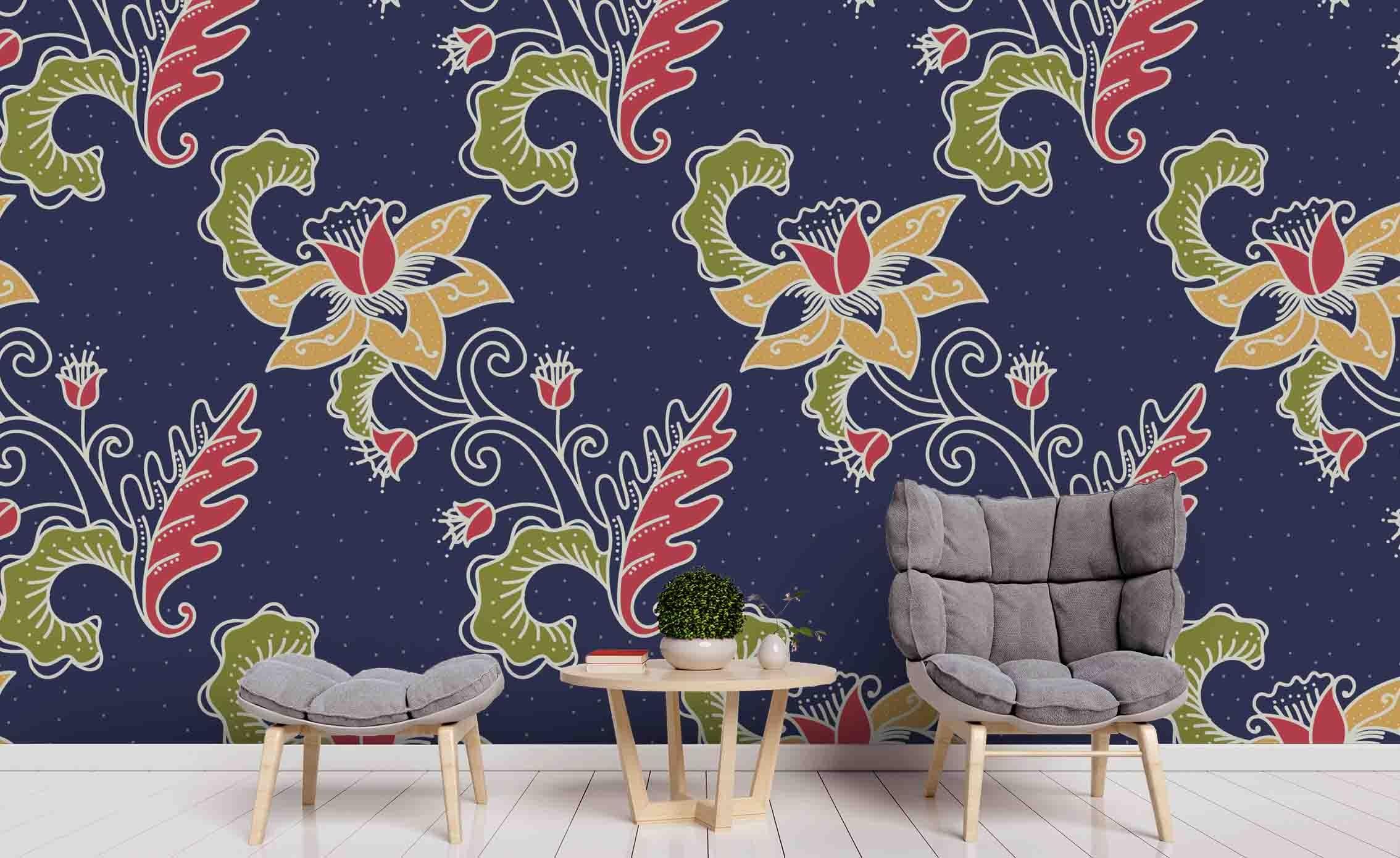 3D Floral Pattern Dark Wall Mural Wallpaper A154 LQH- Jess Art Decoration
