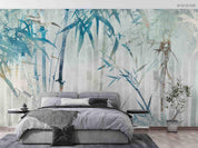 3D Hand Drawn Blue Bamboo Forest Wall Mural Wallpaper LQH 161- Jess Art Decoration