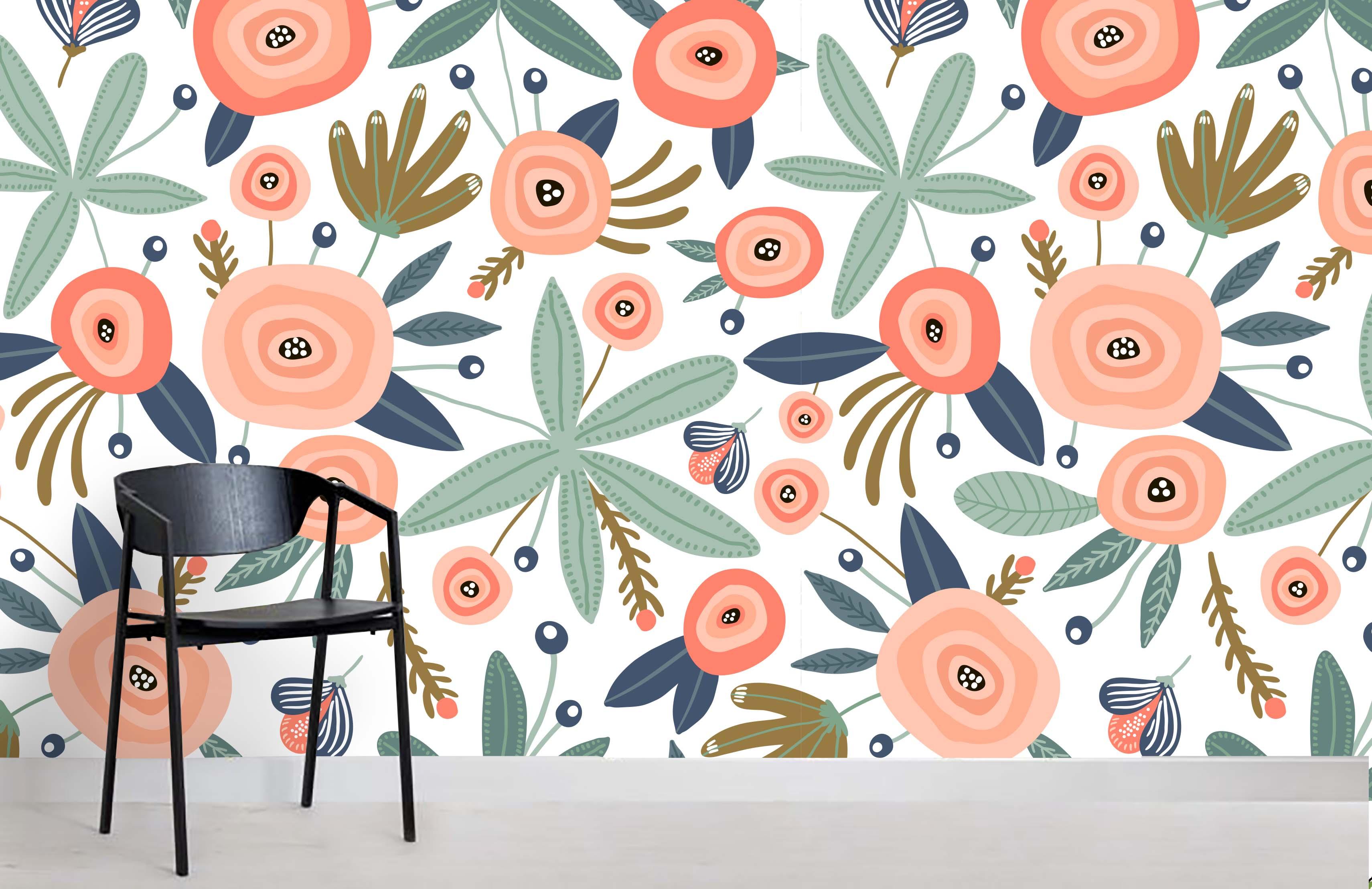 3D Colorful Cartoon Flowers Sky  Wall Mural Wallpaper 101- Jess Art Decoration