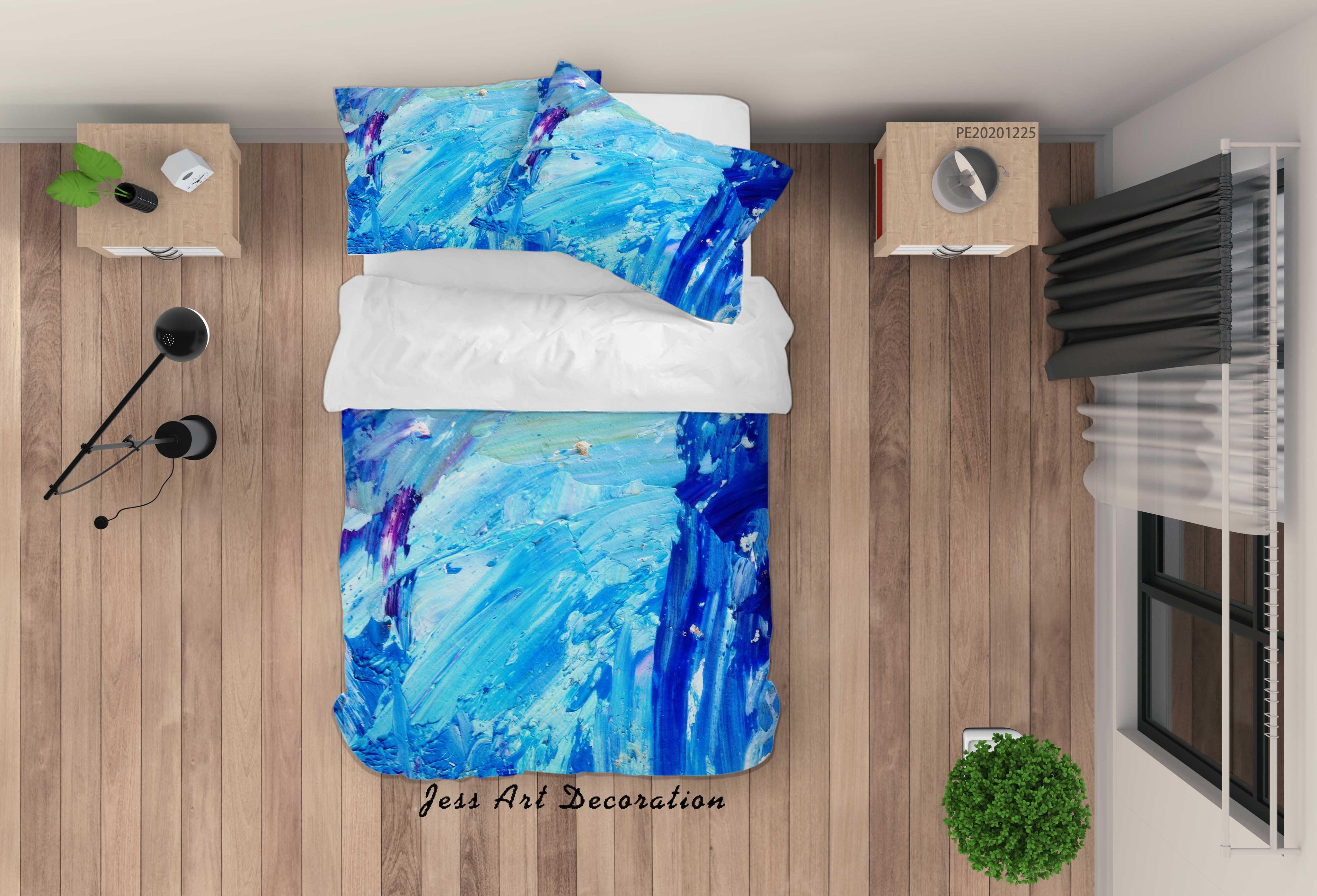 3D Abstract Blue Graffiti Quilt Cover Set Bedding Set Duvet Cover Pillowcases 53- Jess Art Decoration