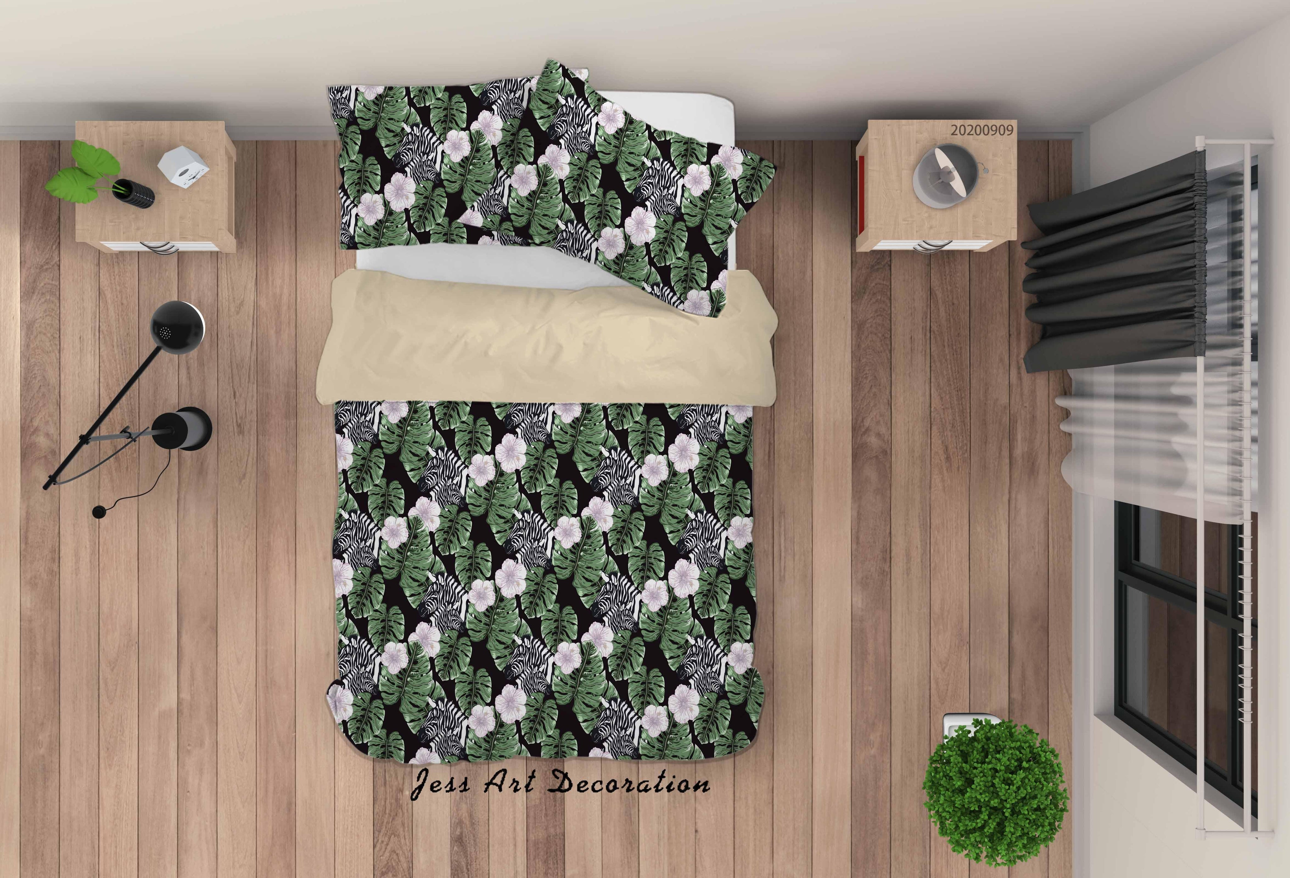 3D Floral Leaves Pattern Quilt Cover Set Bedding Set Duvet Cover Pillowcases WJ 6040- Jess Art Decoration