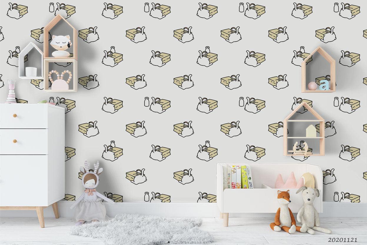 3D Cartoon Hand Drawn Abstract Cat Bag Wall Mural Wallpaper LXL- Jess Art Decoration