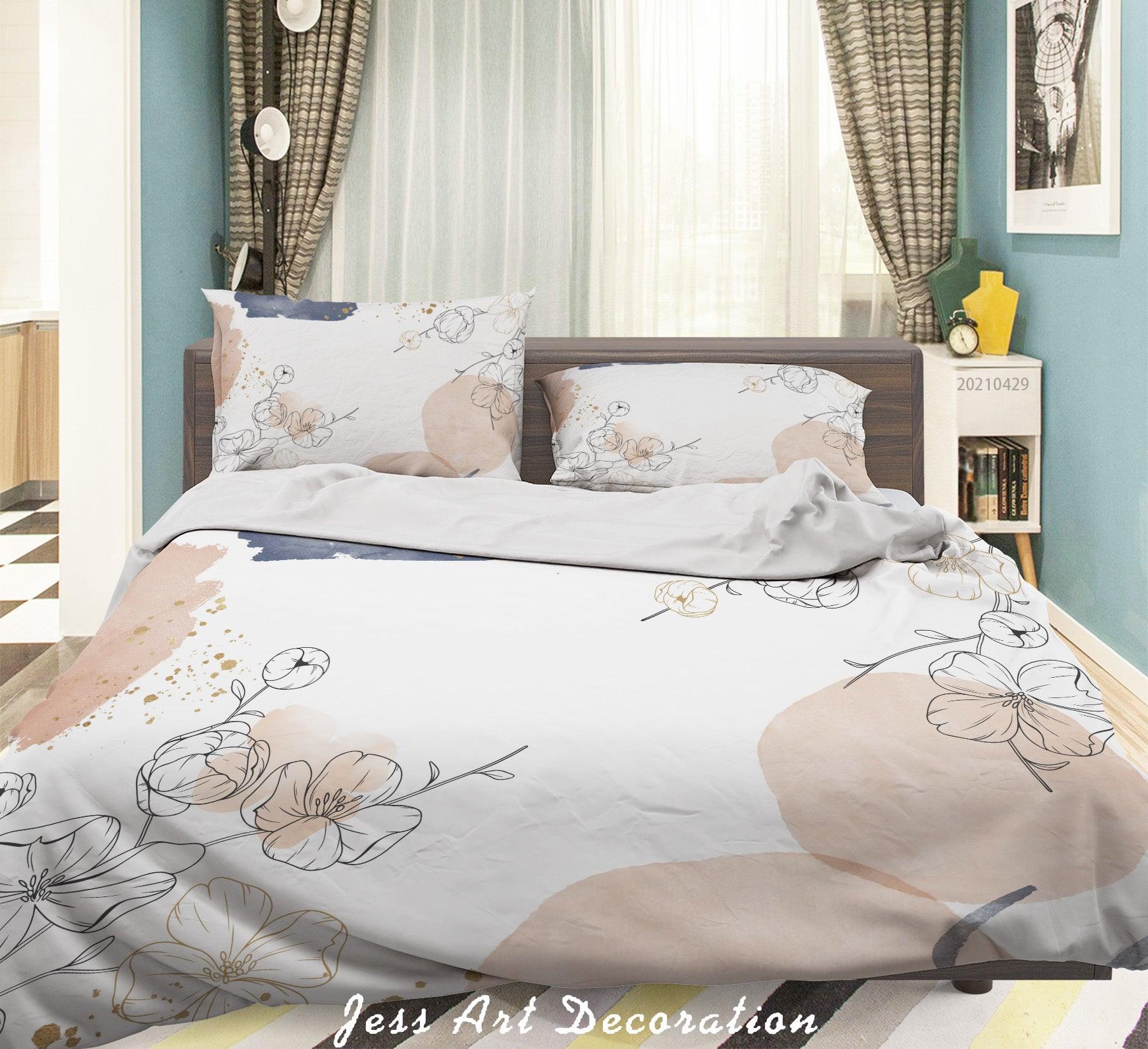 3D Watercolor Floral Leaves Quilt Cover Set Bedding Set Duvet Cover Pillowcases 224- Jess Art Decoration