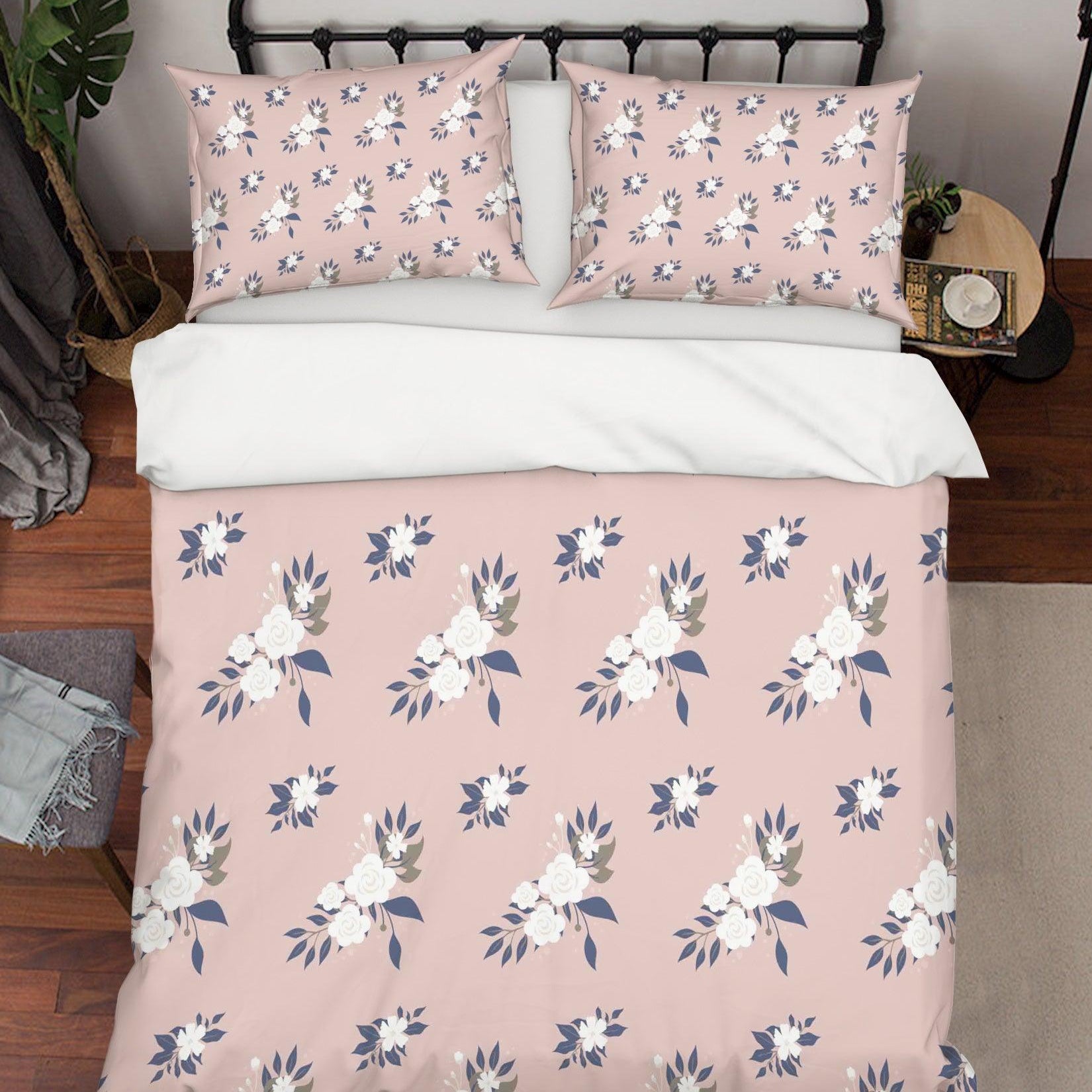 3D White Flowers Pattern Quilt Cover Set Bedding Set Pillowcases 107- Jess Art Decoration