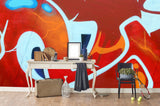 3D Abstract Red Graffiti  Wall Mural Wallpaper 41- Jess Art Decoration