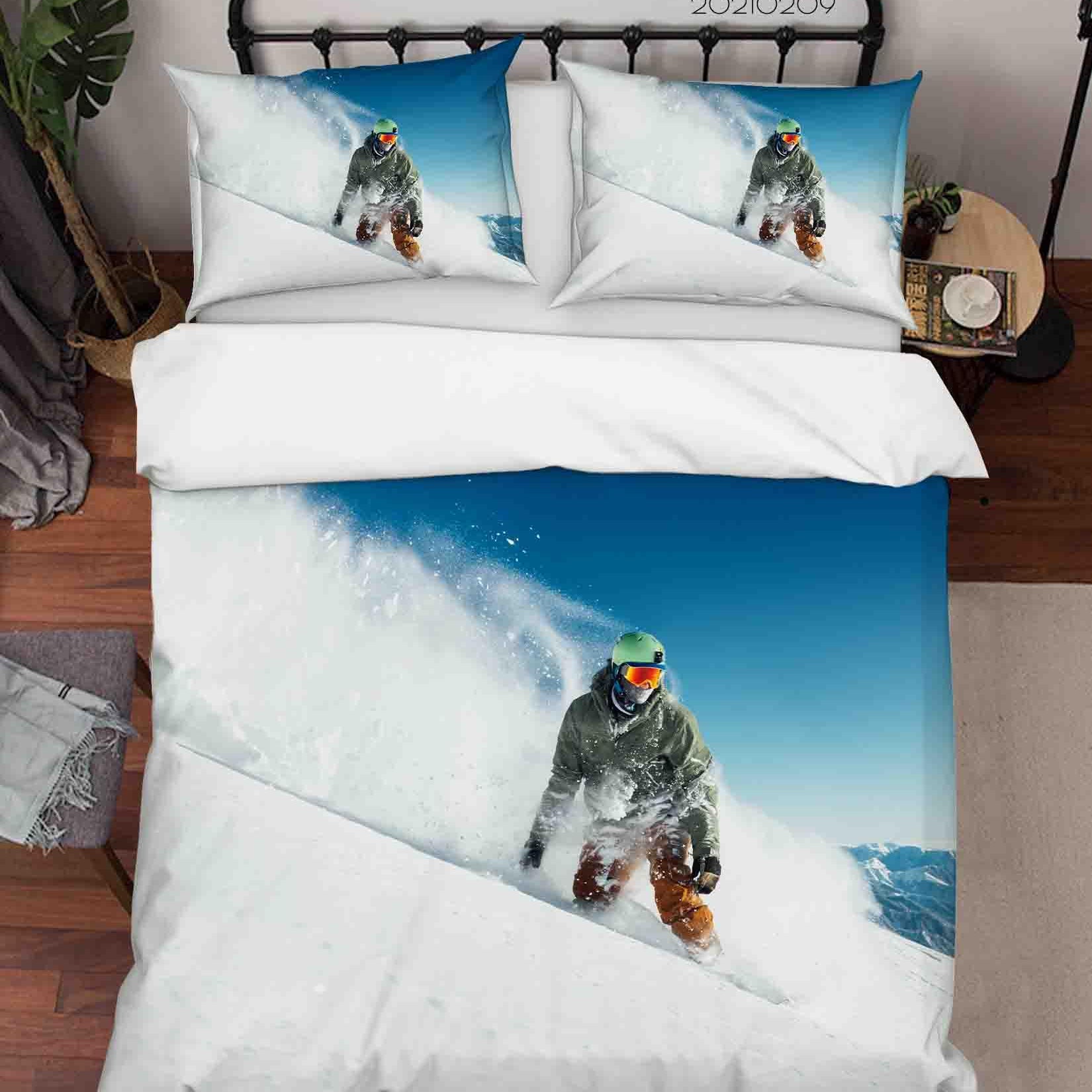 3D Sports Ski Quilt Cover Set Bedding Set Duvet Cover Pillowcases 300- Jess Art Decoration