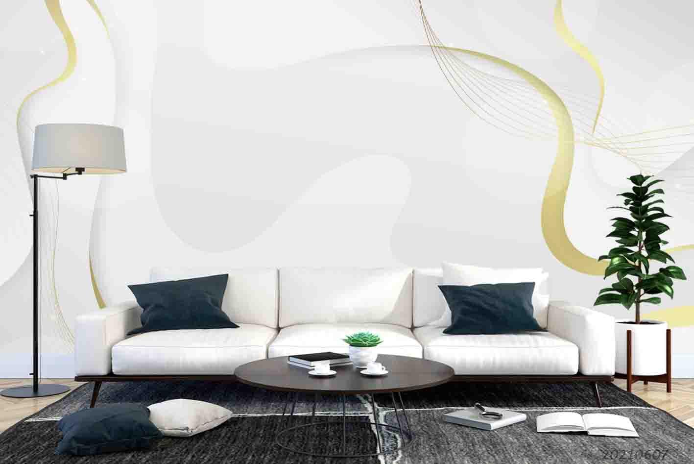 3D  Abstract Art Ripple Golden Linear Wall Mural Wallpaper SWW1077- Jess Art Decoration