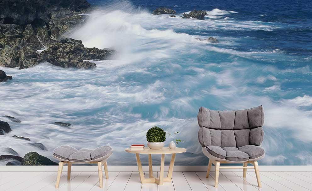 3D Sea Waves Rock Wall Mural Wallpaper 154- Jess Art Decoration