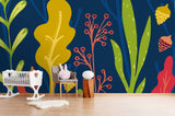 3D cartoon leaves plants wall mural wallpaper 28- Jess Art Decoration