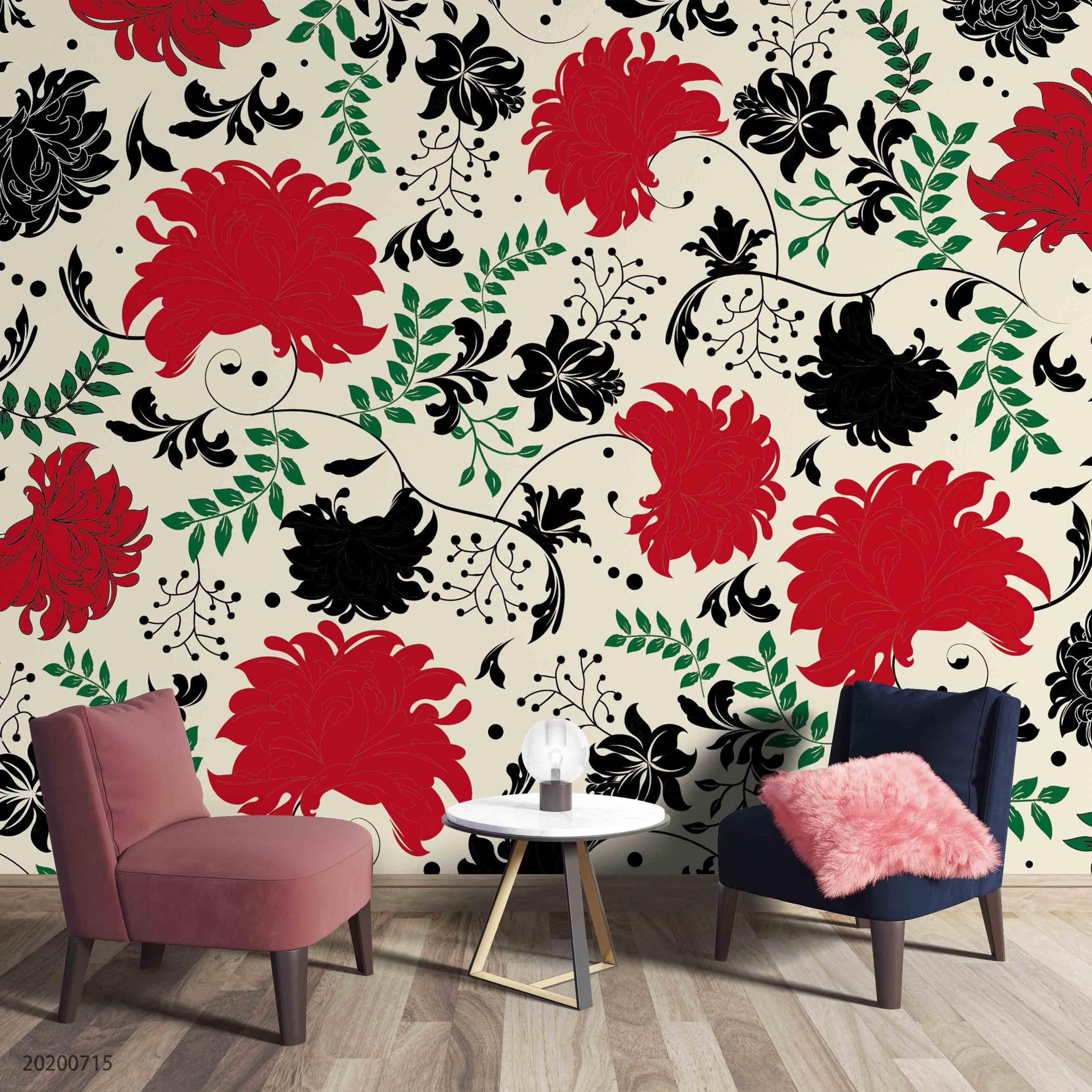 3D Red Floral Wall Mural Wallpaper SF28- Jess Art Decoration