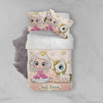 3D Cartoon Girl Unicorn Quilt Cover Set Bedding Set Pillowcases 115- Jess Art Decoration