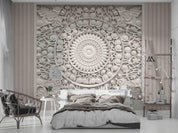 3D White Plaster Carving Pattern Wall Mural Wallpaper LQH 121- Jess Art Decoration