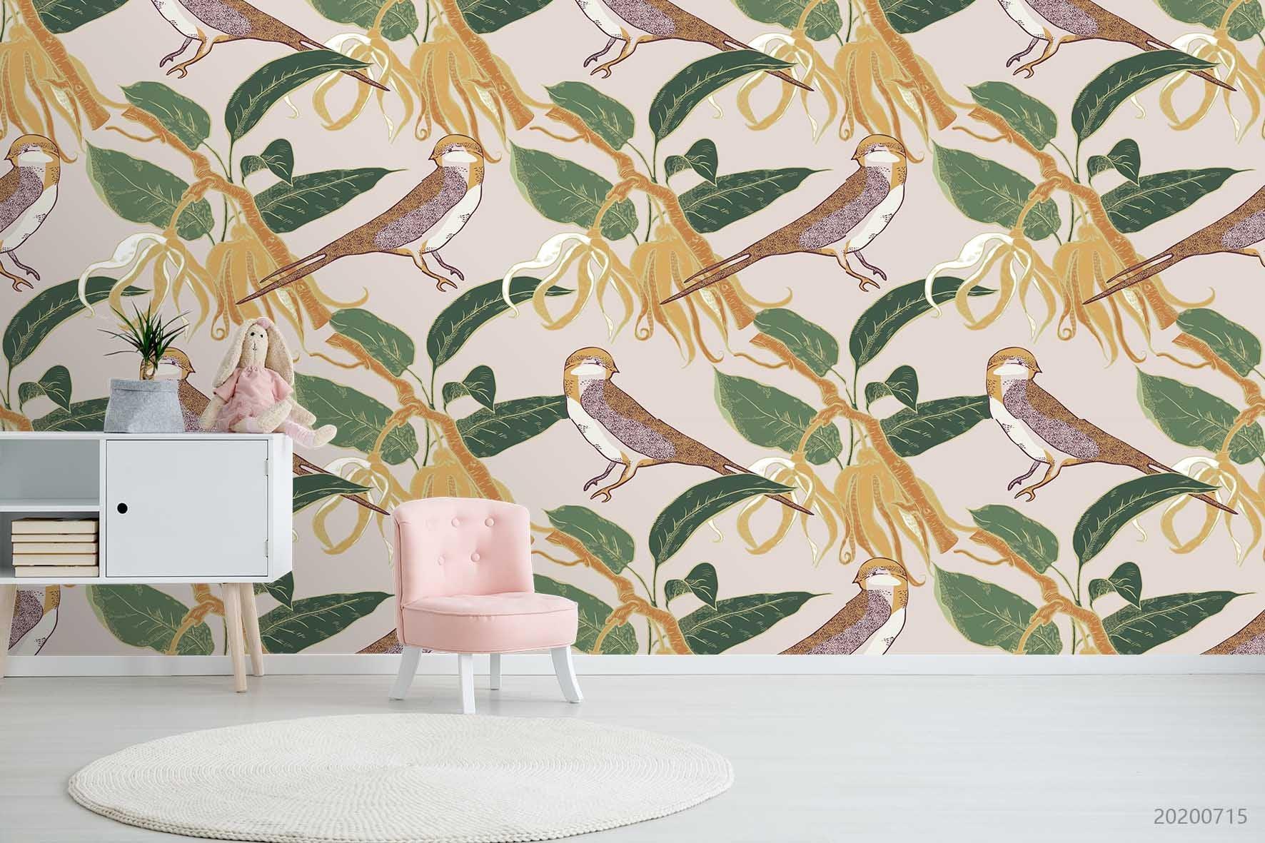 3D Flowers Birds Wall Mural Wallpaper SF66- Jess Art Decoration