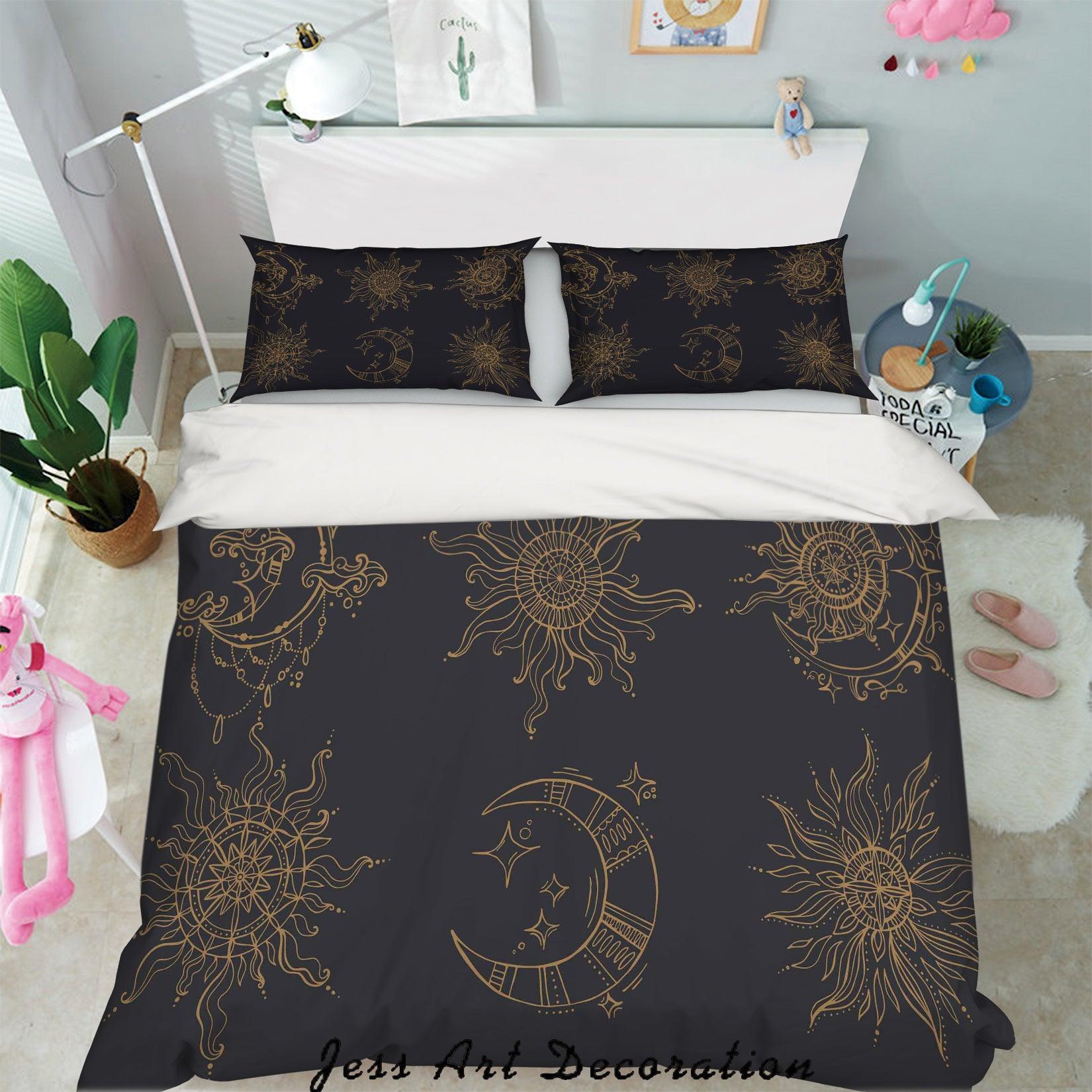 3D Golden Sun Moon Pattern Quilt Cover Set Bedding Set Pillowcases 26- Jess Art Decoration