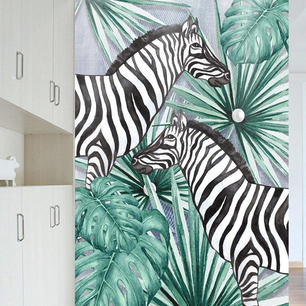 3D Zebra Tropical Leaves Wall Murals 257- Jess Art Decoration