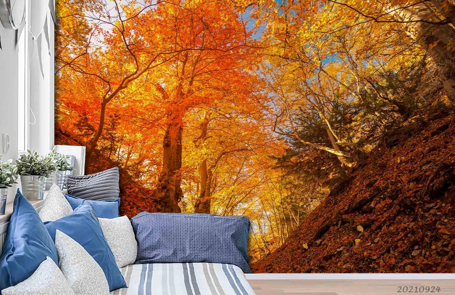 3D Autumn Forest Landscape Wall Mural Wallpaper LQH 682- Jess Art Decoration