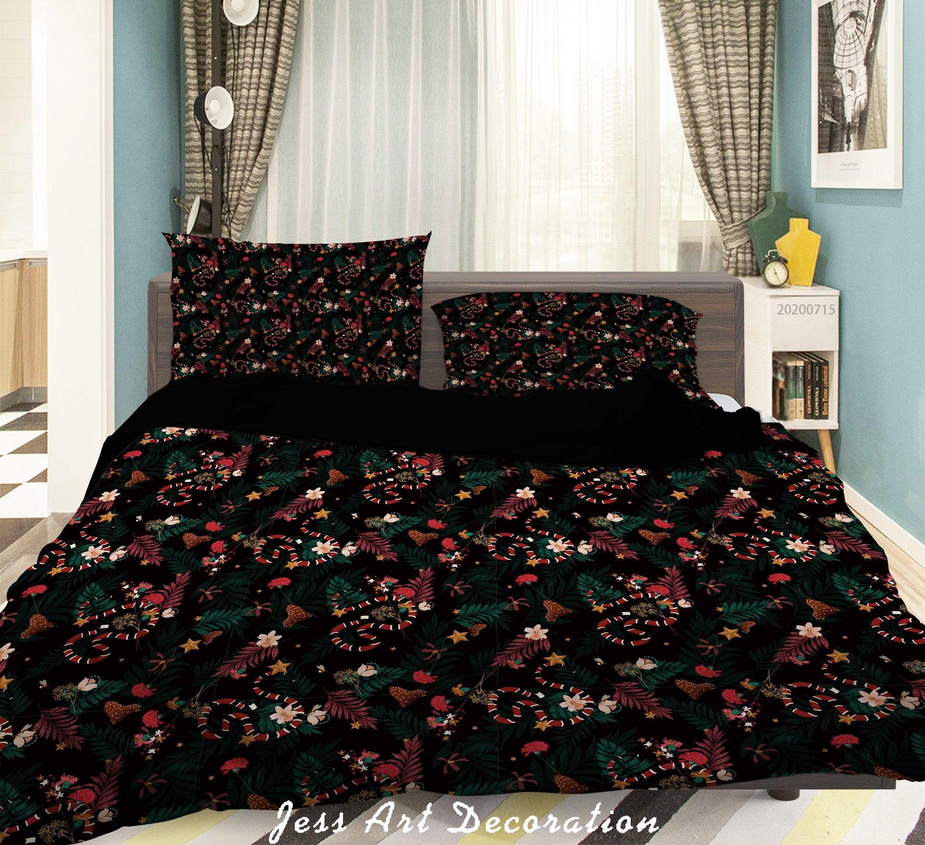 3D Abstract Colourful Floral Leaves Butterfly Pattern Quilt Cover Set Bedding Set Duvet Cover Pillowcases WJ 3802- Jess Art Decoration