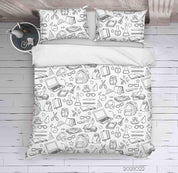 3D School Supplies Graffiti Quilt Cover Set Bedding Set Duvet Cover Pillowcases 3- Jess Art Decoration