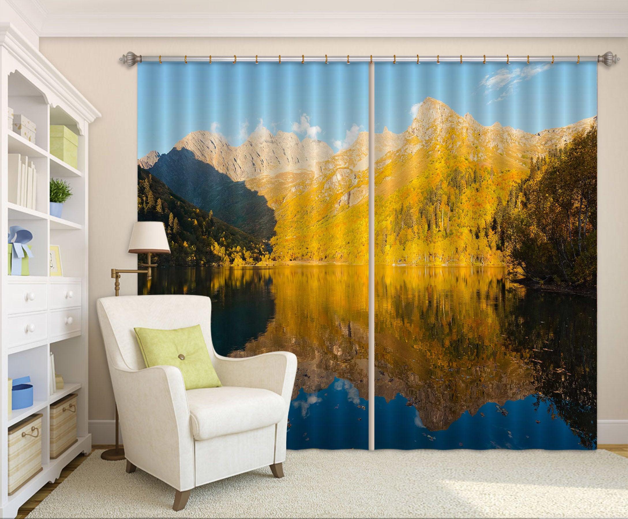 3D Landscape Mountains River Curtains and Drapes SF33- Jess Art Decoration