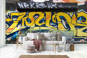 3D Black Brick Yellow Slogan Graffiti Wall Mural Wallpaper 132- Jess Art Decoration