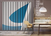 3D Abstract Geometric Blue White Pattern Curtains and Drapes GD 598- Jess Art Decoration