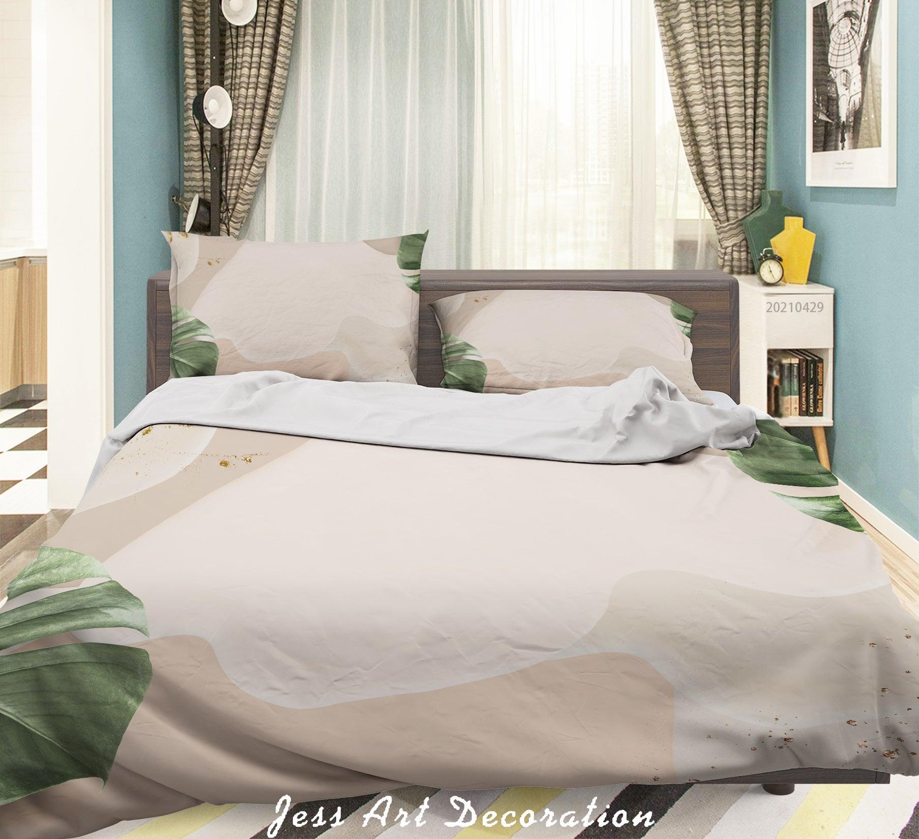 3D Abstract Green Leaf Quilt Cover Set Bedding Set Duvet Cover Pillowcases 34- Jess Art Decoration