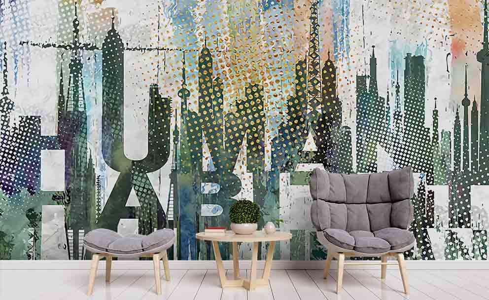 3D Abstract City Buiding Wall Mural Wallpaper 96- Jess Art Decoration