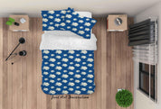 3D Classic White Cloud Pattern Blue Quilt Cover Set Bedding Set Duvet Cover Pillowcases LXL- Jess Art Decoration
