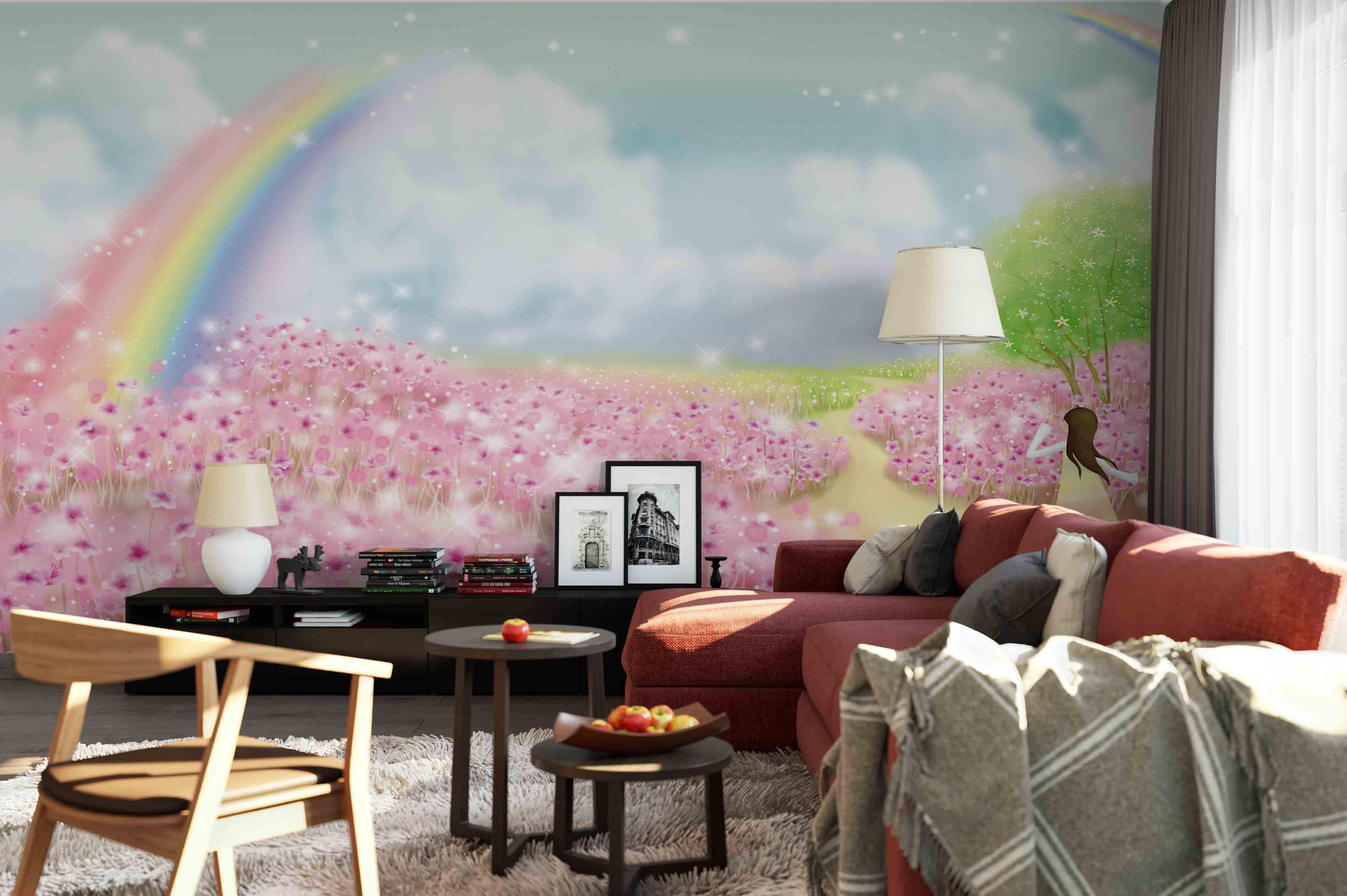 3D Floral Tree Sky Rainbow Wall Mural Wallpaper 49- Jess Art Decoration