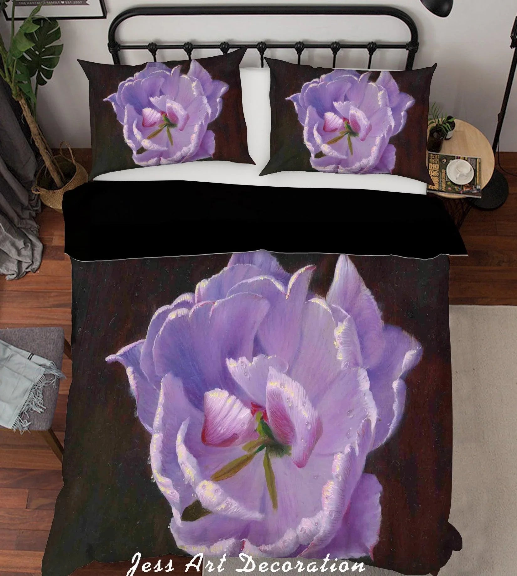 3D Purple Floral Quilt Cover Set Bedding Set Pillowcases 70- Jess Art Decoration