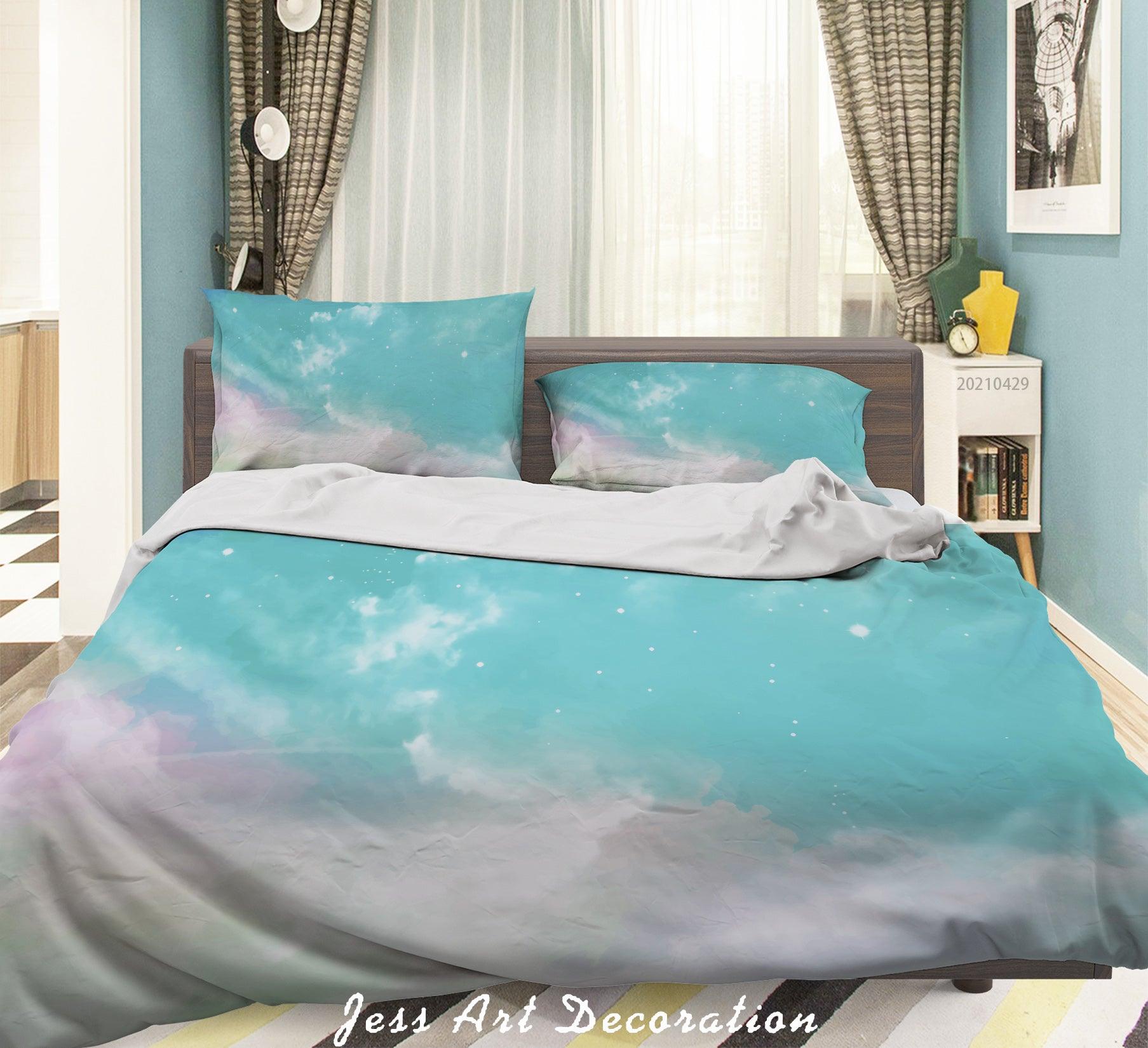 3D Watercolor Sky Cloud Quilt Cover Set Bedding Set Duvet Cover Pillowcases 217- Jess Art Decoration