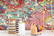 3D Abstract Colourful Graffiti Art Mushroom Wall Mural Wallpaper ZY D50- Jess Art Decoration