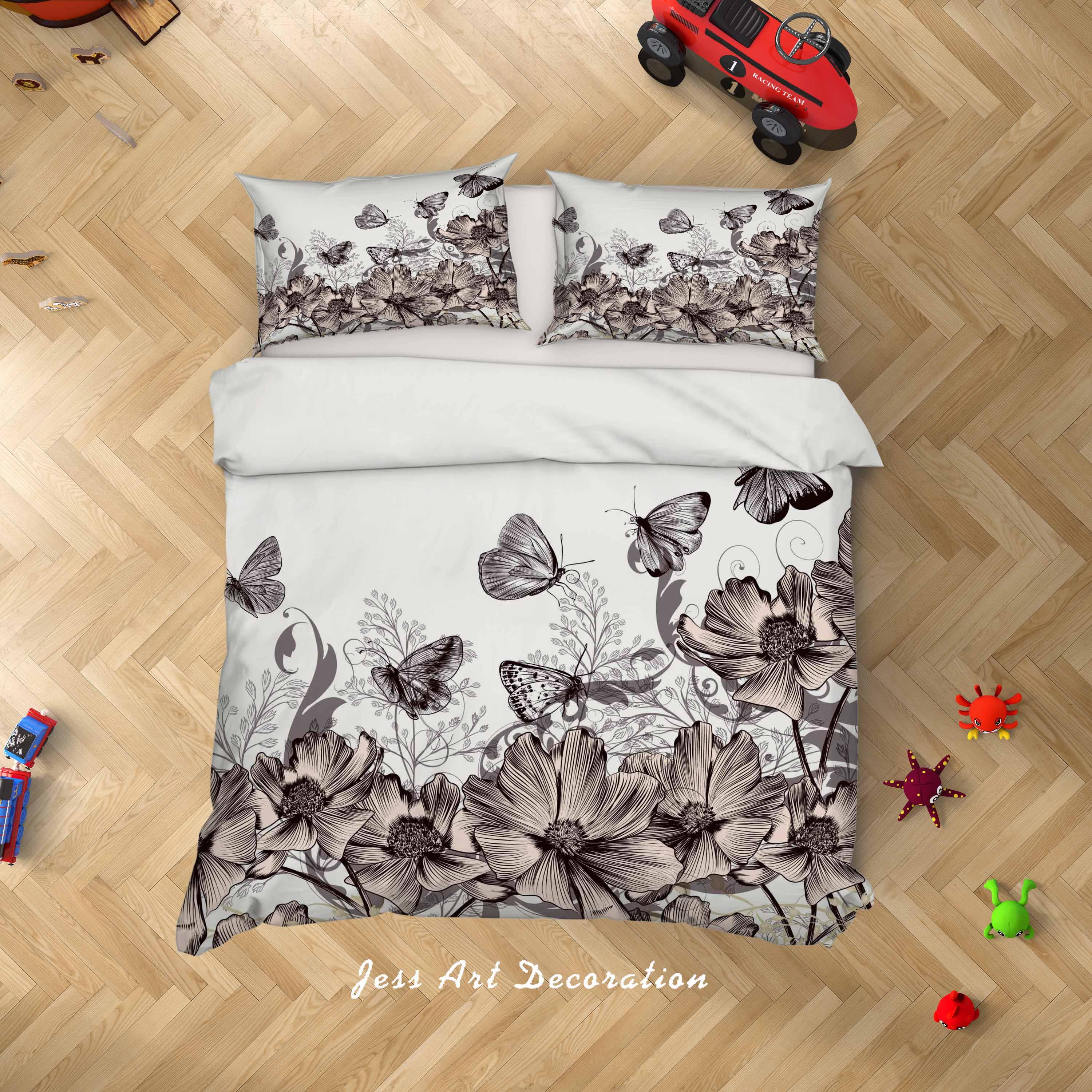 3D Floral Butterfly Quilt Cover Set Bedding Set Duvet Cover Pillowcases SF99- Jess Art Decoration