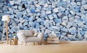 3D Blue Cobblestone Wall Mural Wallpaper 165- Jess Art Decoration