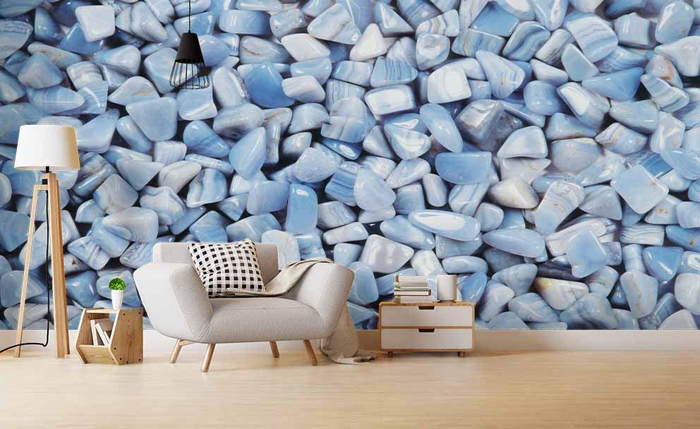 3D Blue Cobblestone Wall Mural Wallpaper 165- Jess Art Decoration