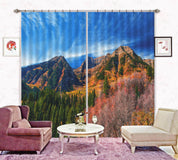 3D Landscape Mountain Green Woods Blue Sky Curtains and Drapes GD 4884- Jess Art Decoration