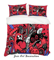 3D Cartoon Red Doll Quilt Cover Set Bedding Set Pillowcases 133- Jess Art Decoration